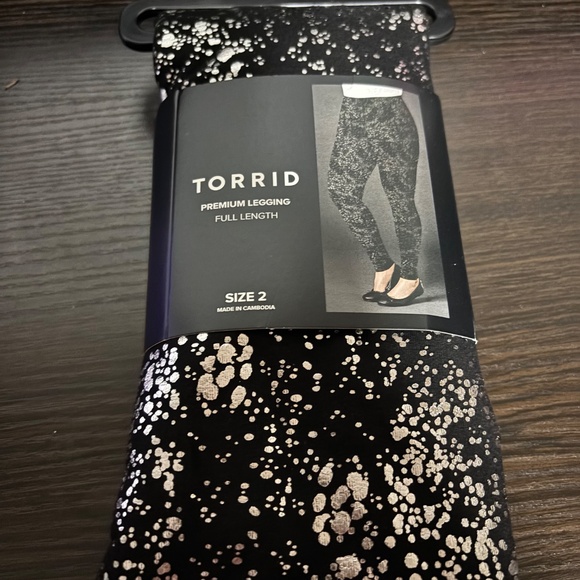 METALLIC SPLATTER BLACK- FULL LENGTH  PREMIUM LEGGING - Picture 1 of 6